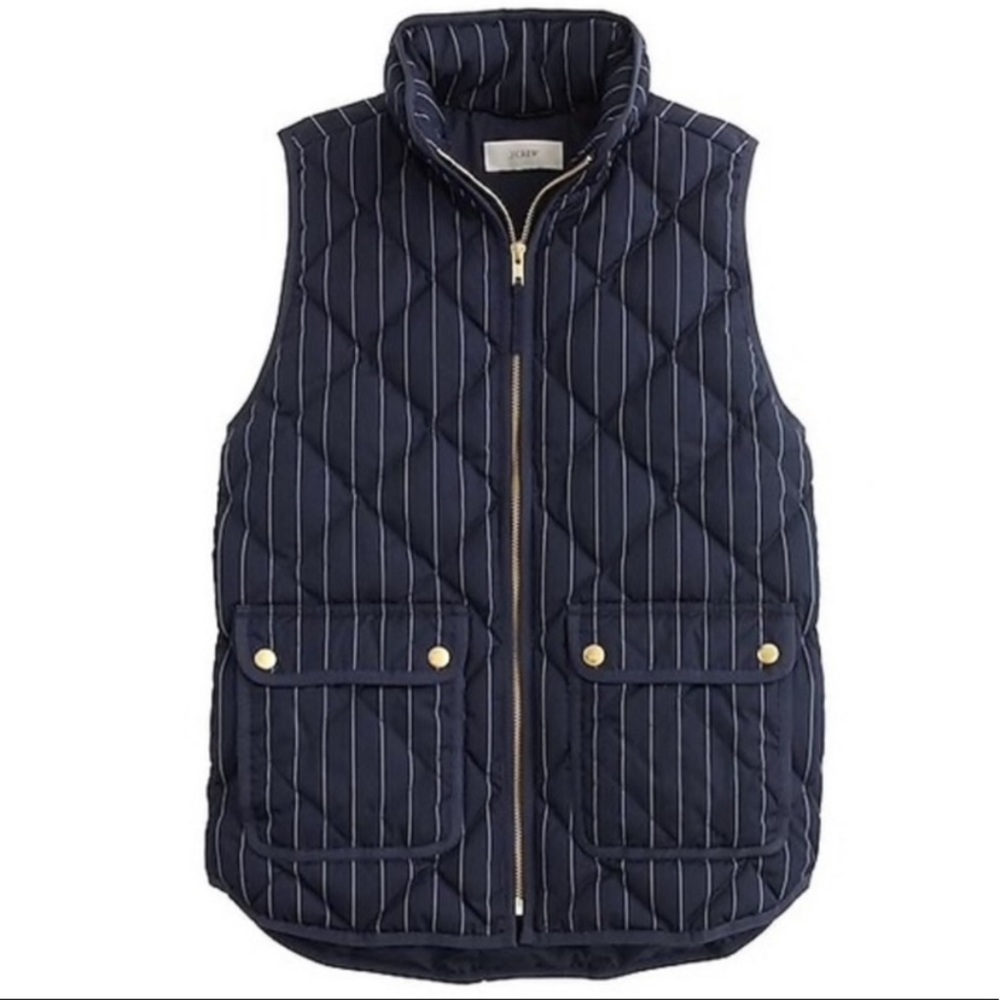 J crew excursion vest in blue pinstripe small